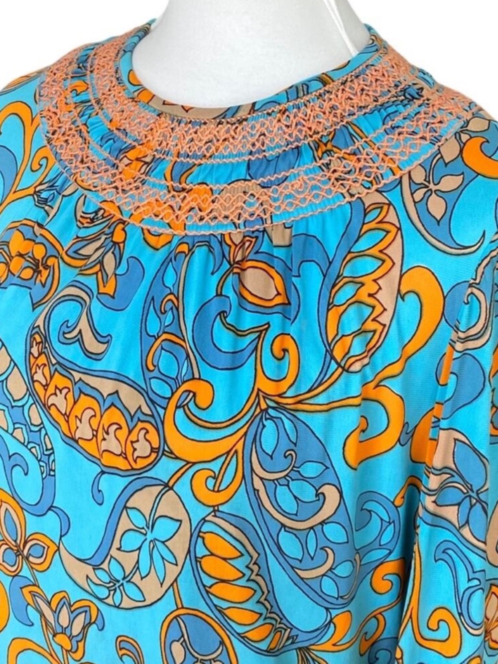 Vintage Dress Small Fall Saks Fifth Avenue 60s Crochet Boho 70s Retro Paisley - Picture 5 of 16